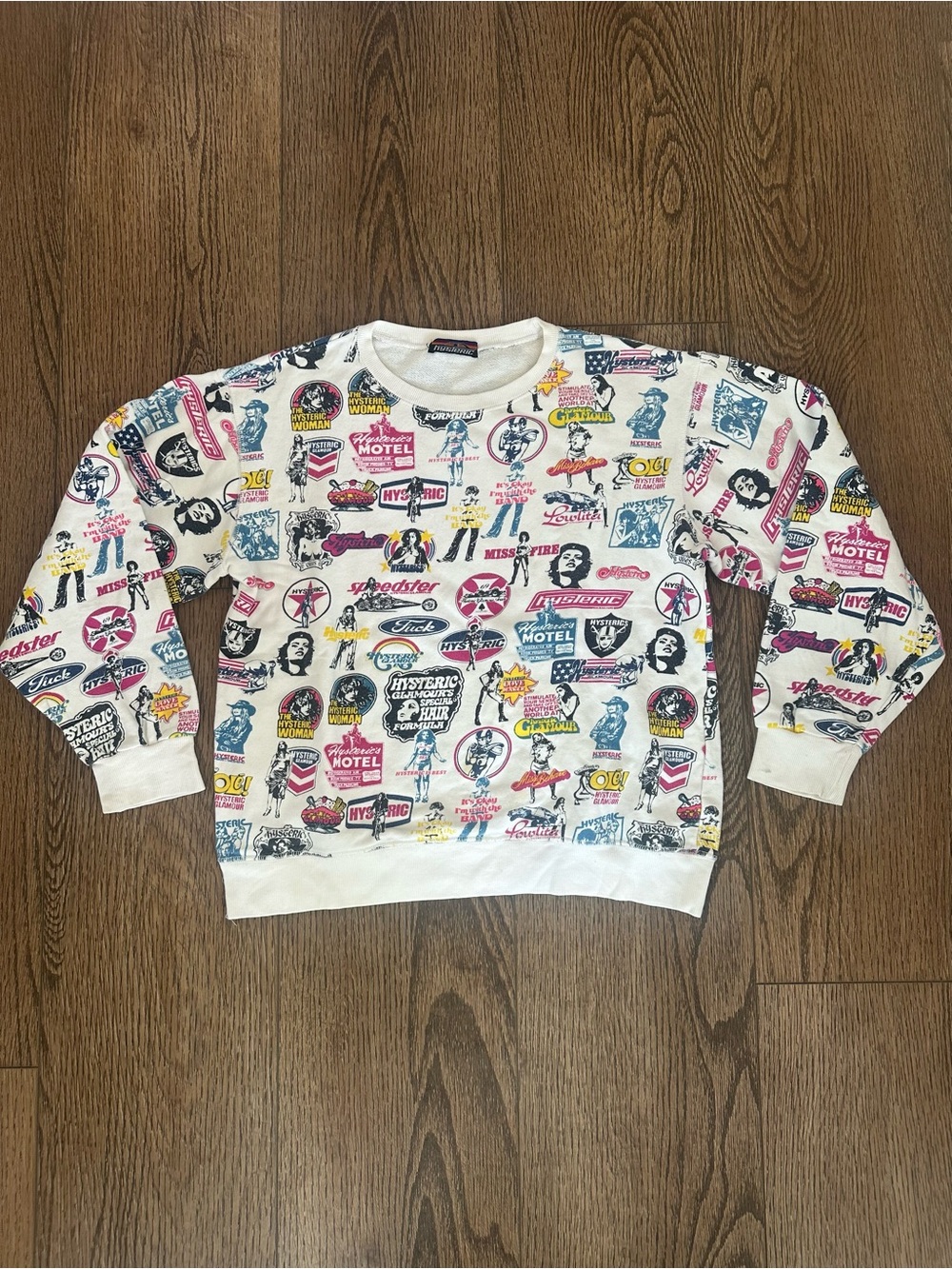 Vintage Hysteric Glamour All over Logo Print Crewneck Sweater
